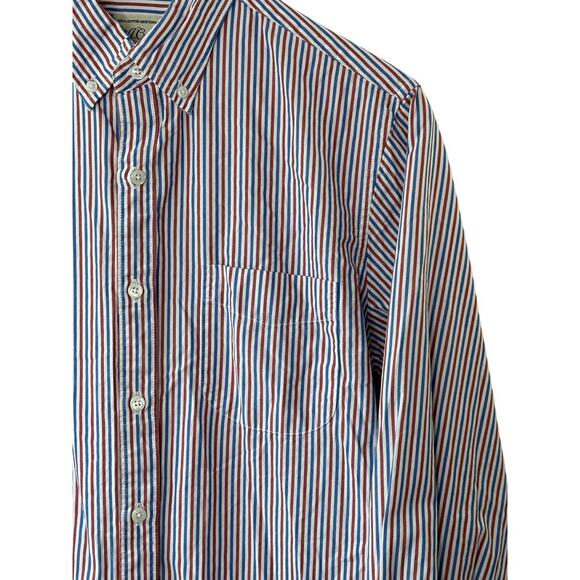J. Crew Classic Fit Red & Blue Pin-Stripe Long Sleeve Button-Up Shirt Mens Small - Picture 5 of 7